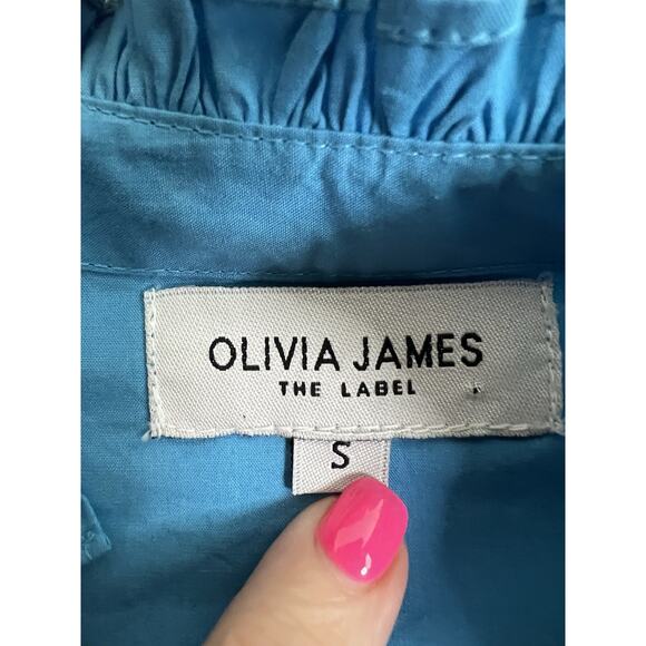 OLIVIA JAMES THE LABEL Chloe Mykonos Blue Ruffle Flounce Hem Dress - Picture 11 of 15